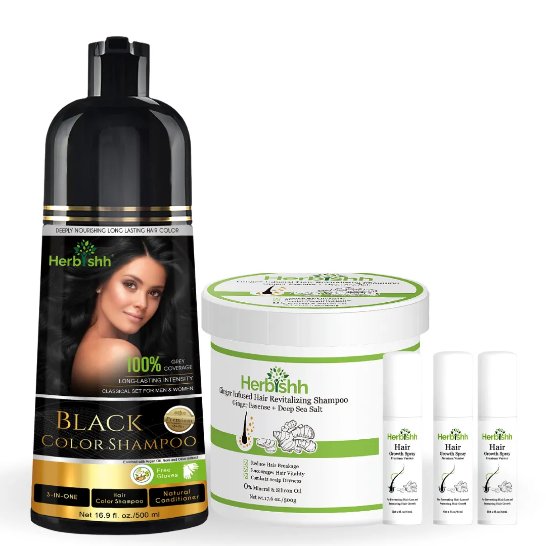 Combo: Ginger shampoo, Color Shampoo and Ginger Spray Set - Herbishh