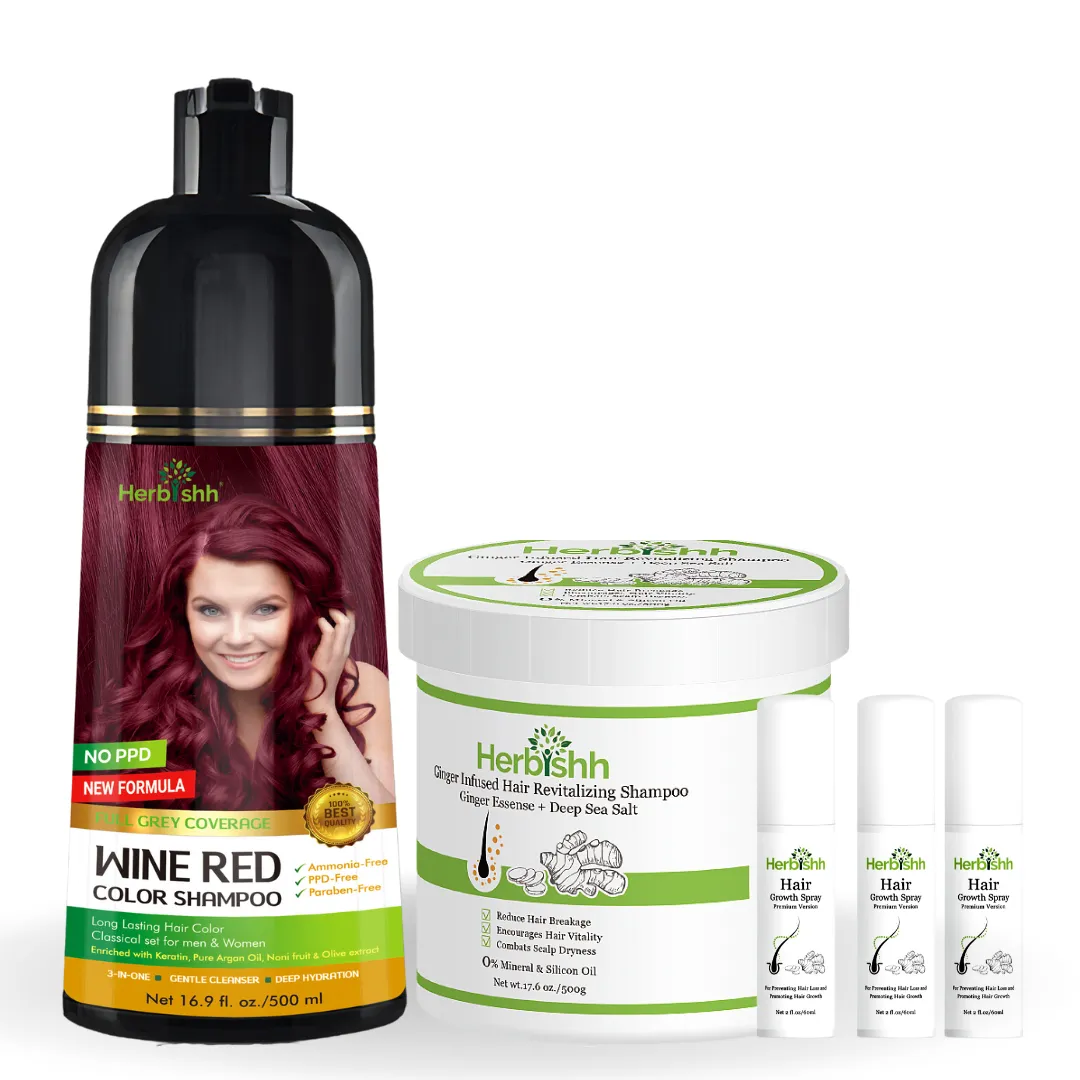 Combo: Ginger shampoo, Color Shampoo and Ginger Spray Set - Herbishh