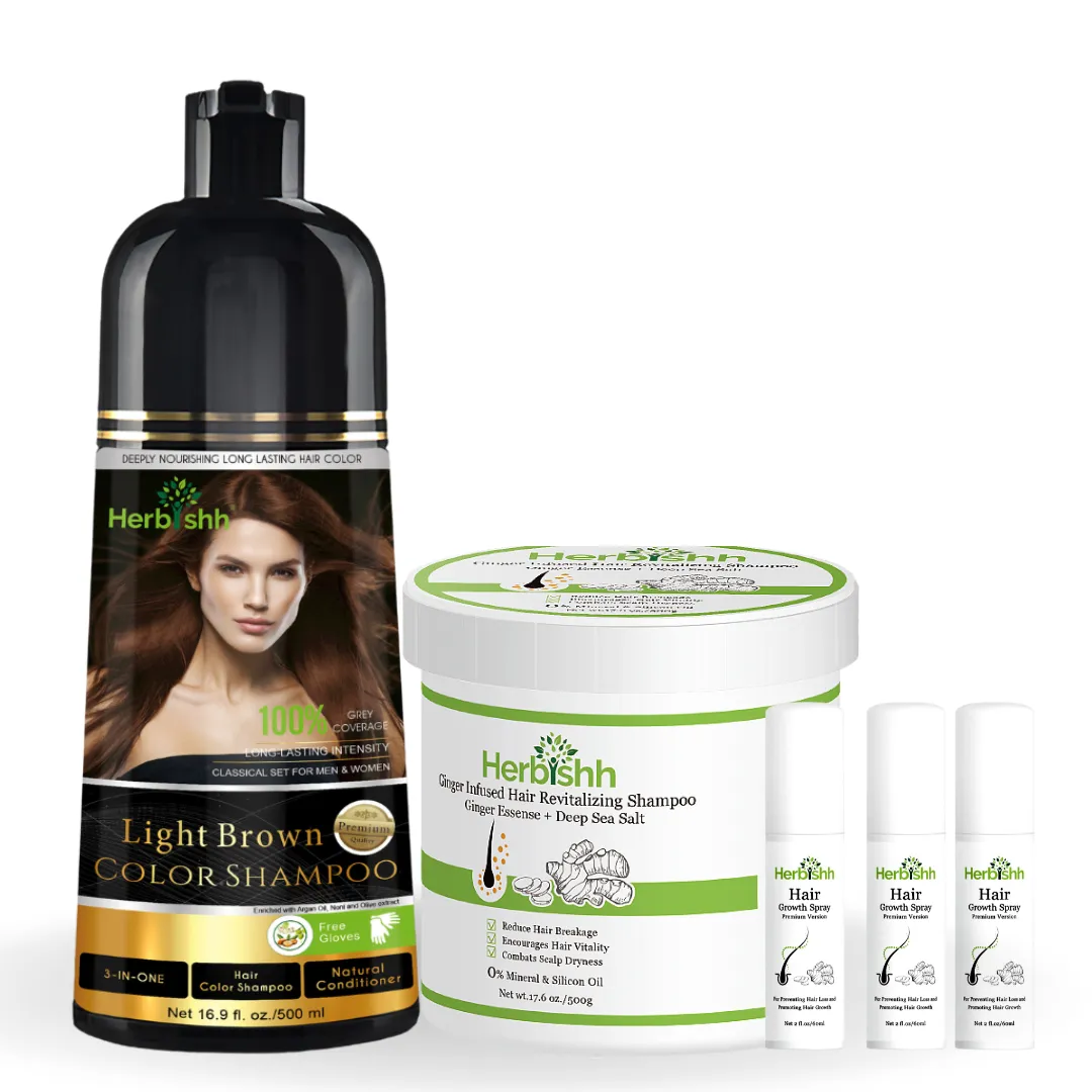 Combo: Ginger shampoo, Color Shampoo and Ginger Spray Set - Herbishh