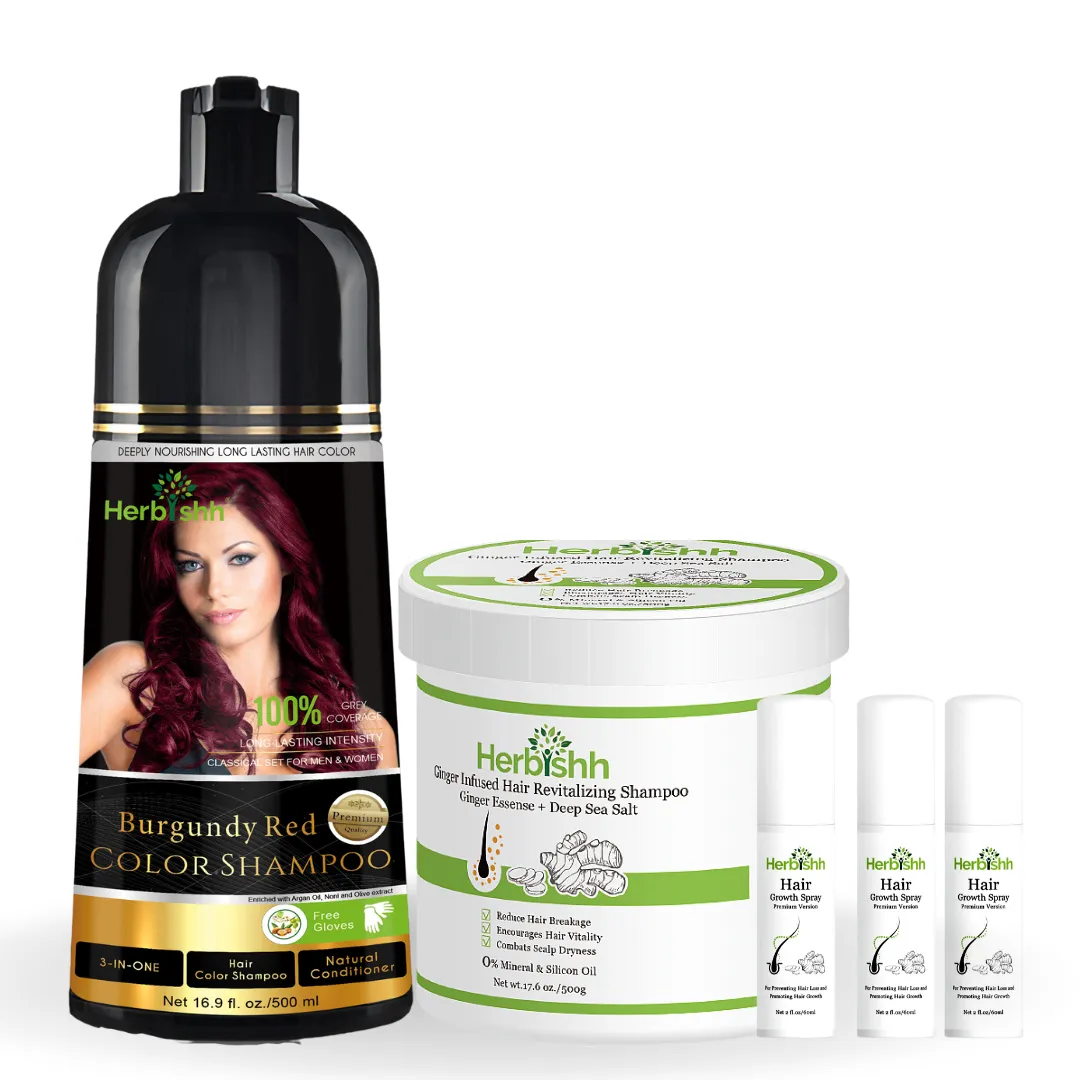 Combo: Ginger shampoo, Color Shampoo and Ginger Spray Set - Herbishh