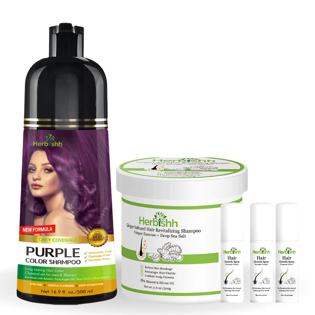 Combo: Ginger shampoo, Color Shampoo and Ginger Spray Set - Herbishh