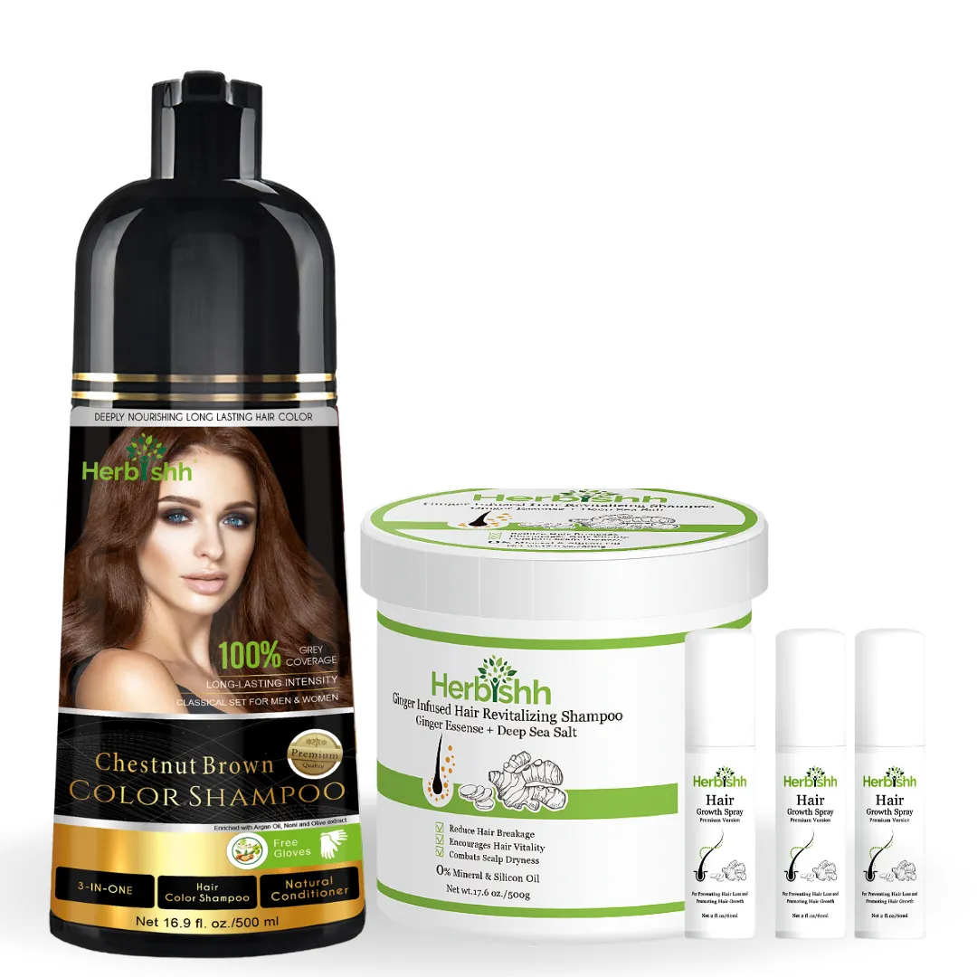 Combo: Ginger shampoo, Color Shampoo and Ginger Spray Set - Herbishh
