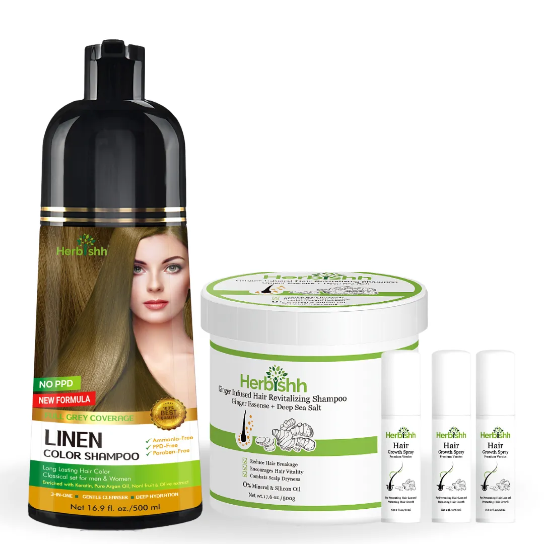 Combo: Ginger shampoo, Color Shampoo and Ginger Spray Set - Herbishh